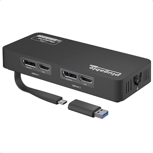 Plugable 4K DisplayPort and HDMI Dual Monitor Adapter for USB 3.0 and USB-C, Compatible with Windows and ChromeOS